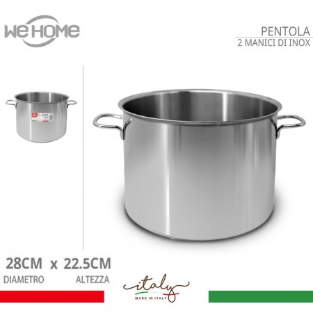 Pentola alta in acciaio inox casseruola fondo cm 12 14 16 18 20 22 24 26 28 30