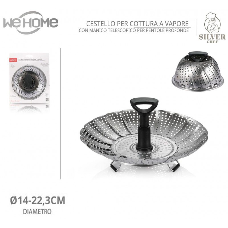 WeHome Vaporiera con cestello regolabile per pentole cottura cuocer...