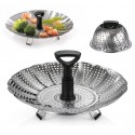 Vaporiera con cestello regolabile per pentole cottura cuocere a vapore 18-27cm