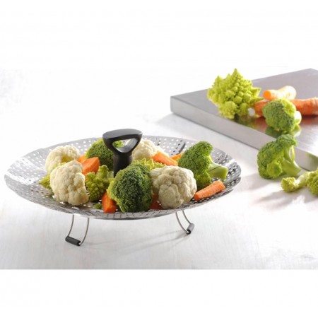 Vaporiera con cestello regolabile per pentole cottura cuocere a vapore 18-27cm