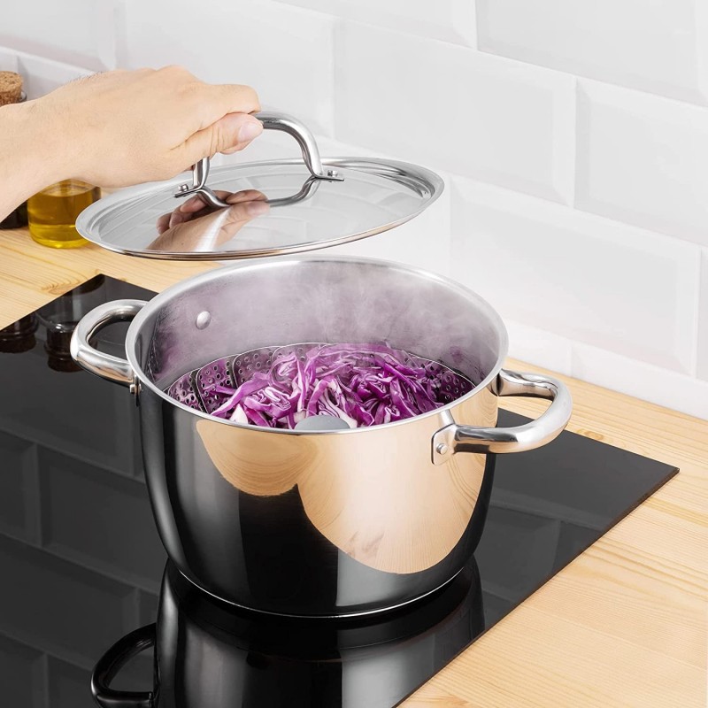 WeHome Vaporiera con cestello regolabile per pentole cottura cuocer...