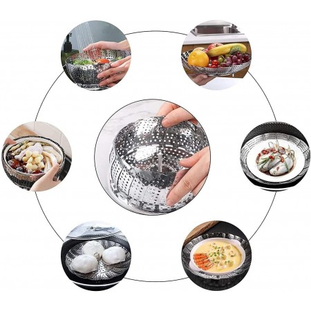 Vaporiera con cestello regolabile per pentole cottura cuocere a vapore 18-27cm