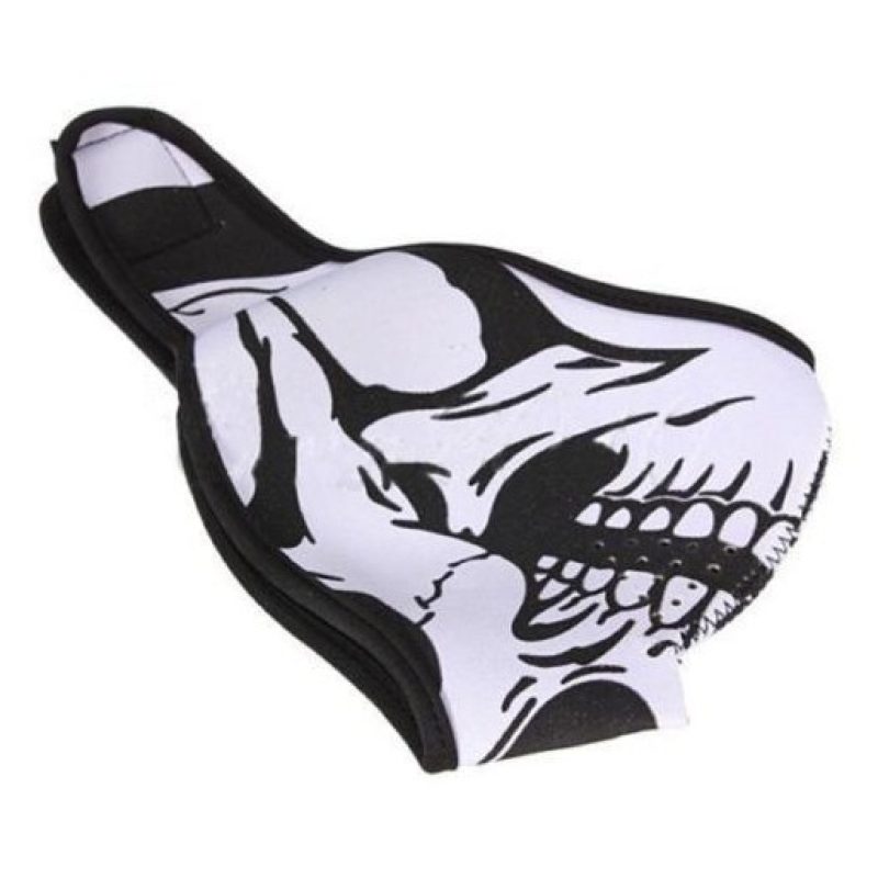 Maschera reversibile neoprene disegno teschio / nera sport neve moto softair sci