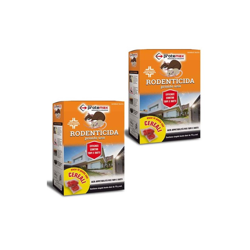 2pz Topicida veleno per topi ratti pasta rossa esca da 150g rodenticida Protemax