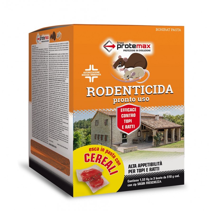 Topicida veleno per topi ratti pasta rossa esca da 1,53kg rodenticida Protemax