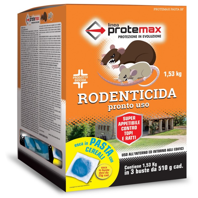 Topicida veleno per topi ratti pasta blu esca da 1,53kg rodenticida Protemax