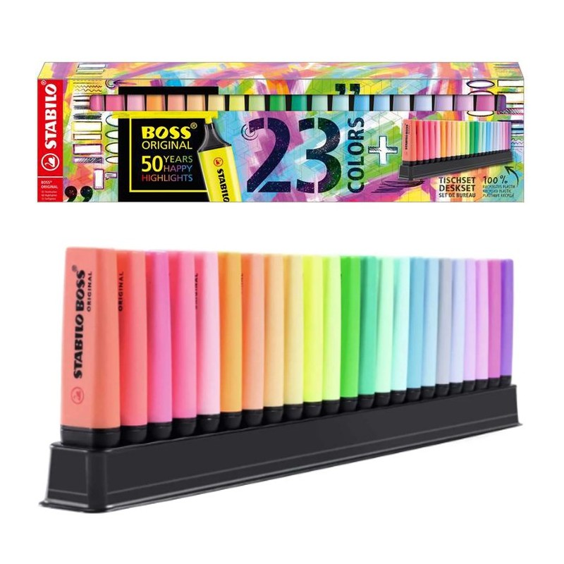 STABILO evidenziatori Boss Original Desk set d 23 colori 9 neon e 14 pastello
