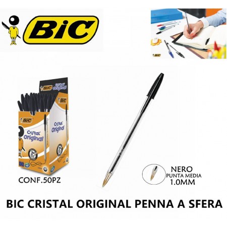 BIC CRISTAL Penne a sfera confezione da 50pz inchiostro punta 1mm scuola ufficio