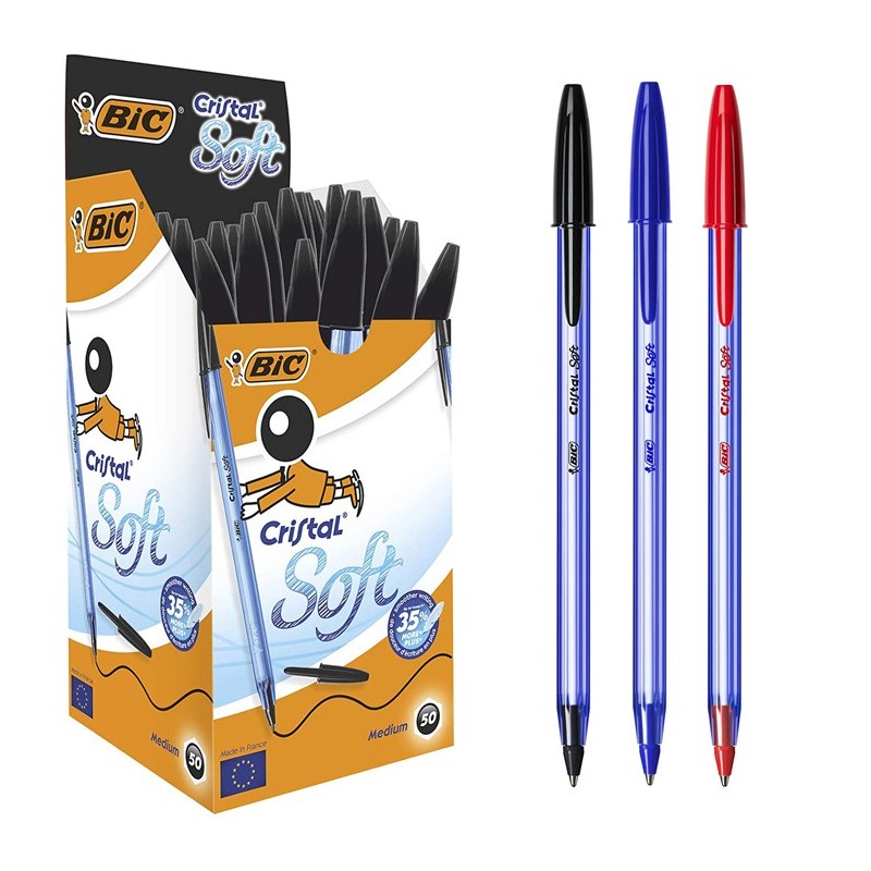 BIC Cristal Soft Penne a sfera box da 50pz inchiostro punta 1,2mm scuola ufficio