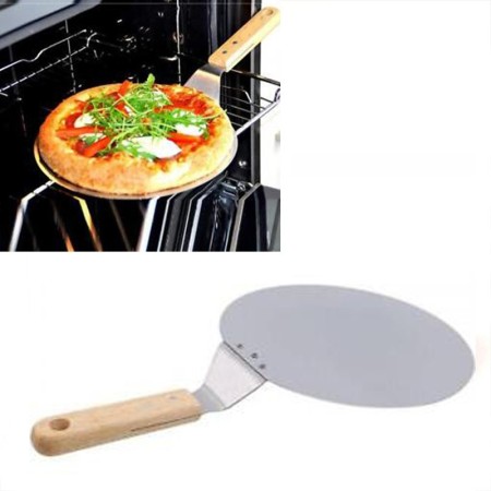 Pala Spatola Per Pizza Con Manico corto In Legno 25,5 cm acciaio rotonda pizze