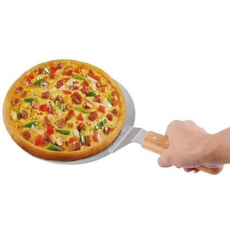 Pala Spatola Per Pizza Con Manico corto In Legno 25,5 cm acciaio rotonda pizze