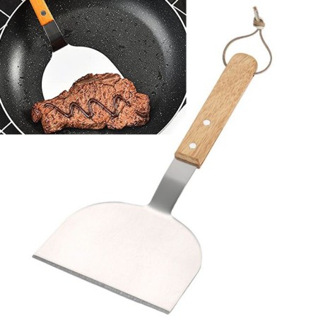 Spatola paletta per BBQ in acciaio inox con Manico in Legno barbecue 28x13 cm