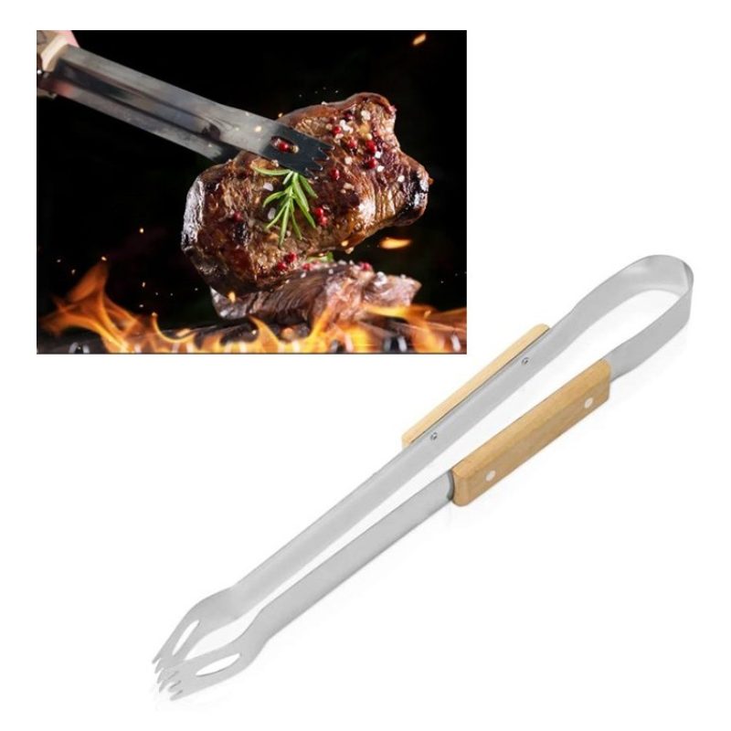 WeHome Set di utensili 3pz accessori da barbecue acciaio legno attr...