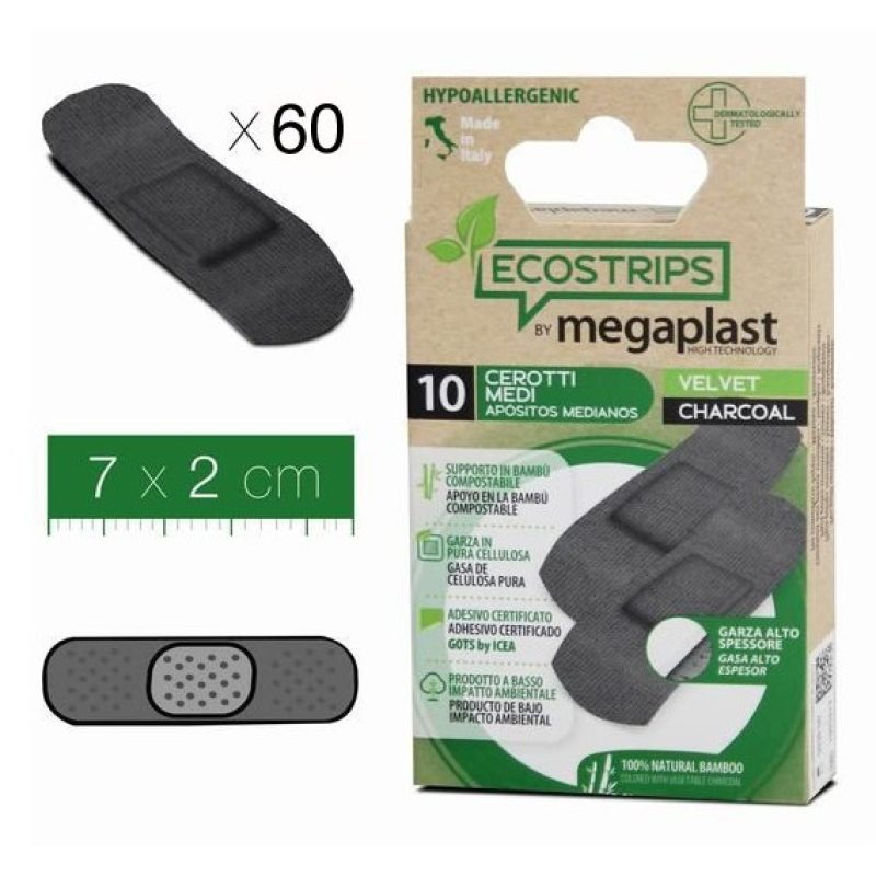 Megaplast 60 Cerotti Medicati adesivi traspiranti 7x2 cm medicazion...