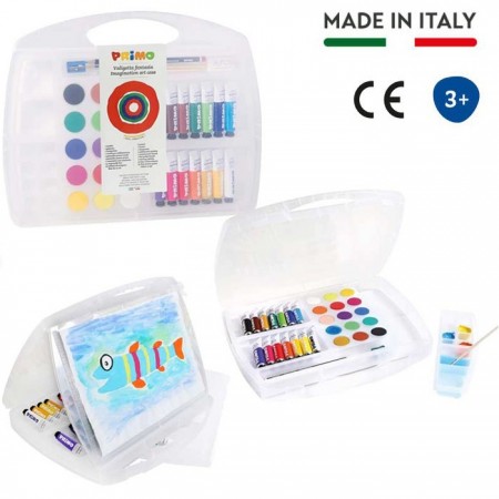 Kit set pittura disegno con tempere colorate acquarelli matita bambini Primo