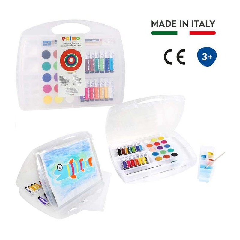 Kit set pittura disegno con tempere colorate acquarelli matita bambini Primo