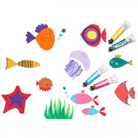 Kit set pittura disegno con tempere colorate acquarelli matita bambini Primo