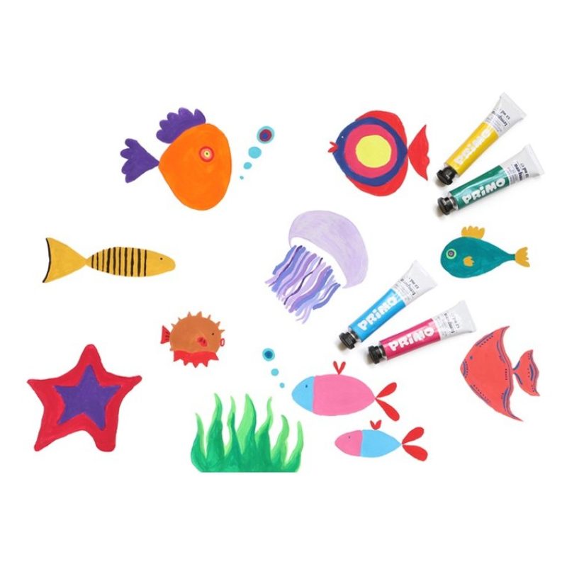 Primo Kit set pittura disegno con tempere colorate acquarelli matit...