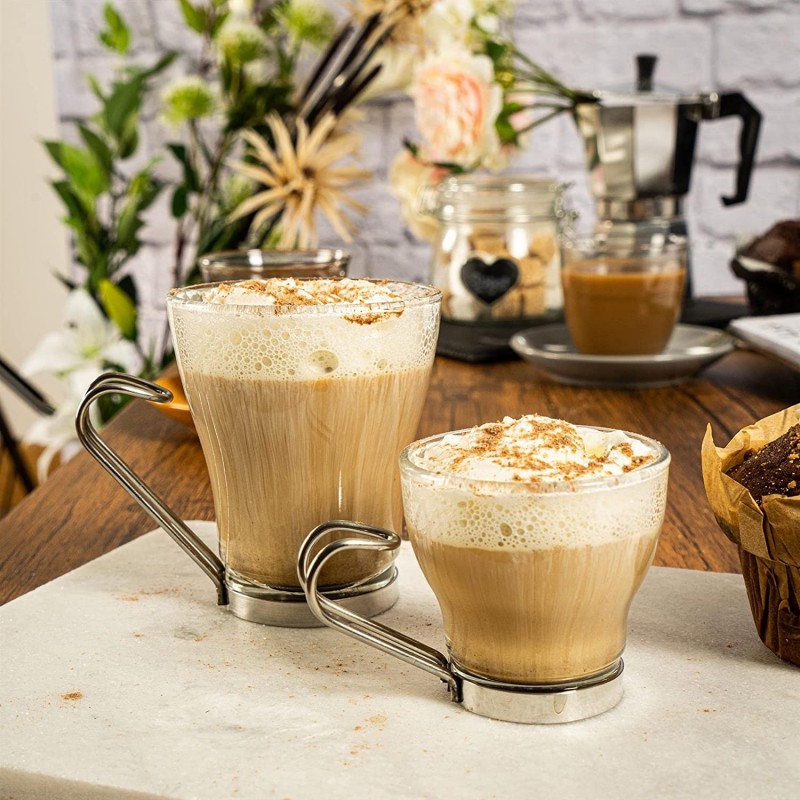 Casa y menaje SET 6 Tazzine per espresso in vetro trasparente con m...