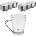 Set 12 Tazzine per espresso in vetro trasparente manico caffè cappuccino 80ml