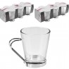 Set 12 Tazzine per espresso in vetro trasparente manico caffè cappu...