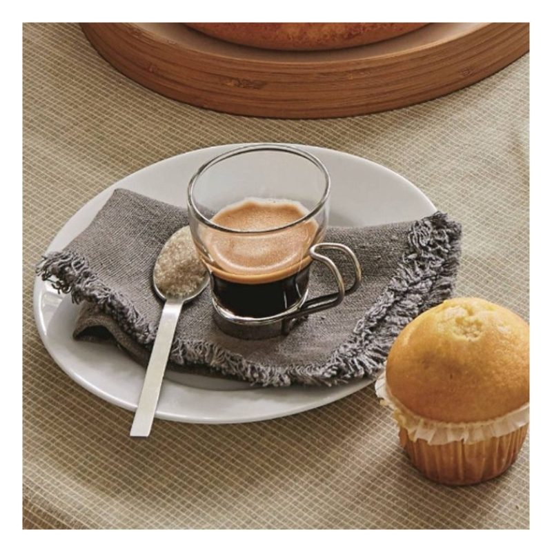 Set 12 Tazzine per espresso in vetro trasparente manico caffè cappu...