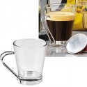 Set 12 Tazzine per espresso in vetro trasparente manico caffè cappuccino 80ml