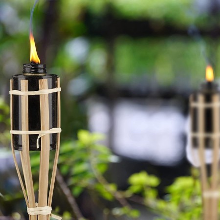 Torcia Fiaccole da esterno ad olio in bamboo 120 cm da giardino bambù 5 pezzi