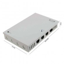 Alimentatore stabilizzato 12V 15A 9 uscite canali box quadro telecamere E-T151