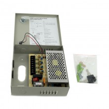 Alimentatore stabilizzato 12V 15A 9 uscite canali box quadro telecamere E-T151