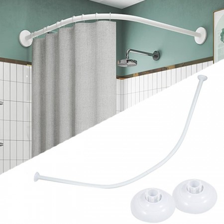 Bastone per tenda doccia curvo universale 90x90cm con asta angolare bagno bianco