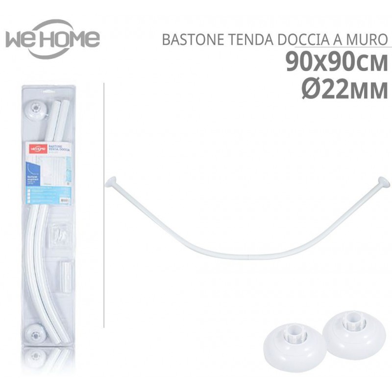 WeHome Bastone per tenda doccia curvo universale 90x90cm con asta a...