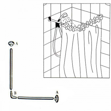 Bastone per tenda doccia universale angolare con aste 80x80 cm bianco tende