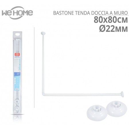 Bastone per tenda doccia universale angolare con aste 80x80 cm bianco tende