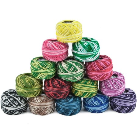 Gomitolo puro cotone 100% filo colorato da 42 pezzi 5g uncinetto ricamo bicolore