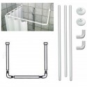 Bastone tubo per tenda doccia vasca 3 lati bianco 80x80x80cm bagno aste angolare
