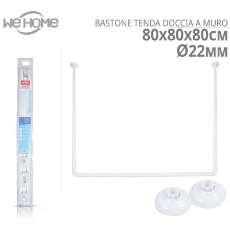 Bastone tubo per tenda doccia vasca 3 lati bianco 80x80x80cm bagno aste angolare