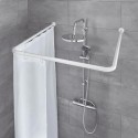 Bastone tubo per tenda doccia vasca 3 lati bianco 80x80x80cm bagno aste angolare