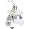 Portalampada moltiplicatore E27 da 1 a 5 orientabile bianco illuminazione luce