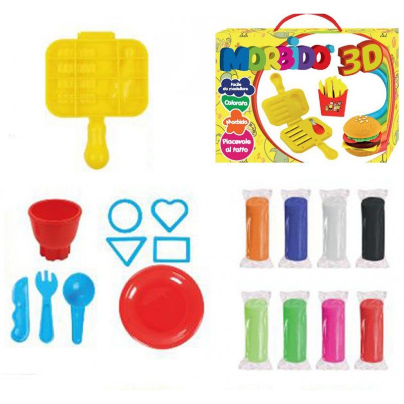 Confezione Plastilna Pasta da Modellare Fast Food con Accessori 8pz plastichina