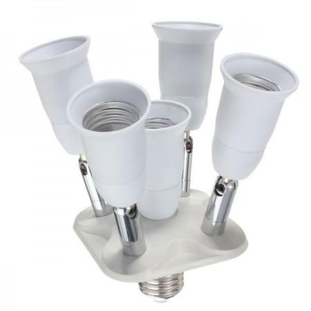 Portalampada moltiplicatore E27 da 1 a 5 orientabile bianco illuminazione luce