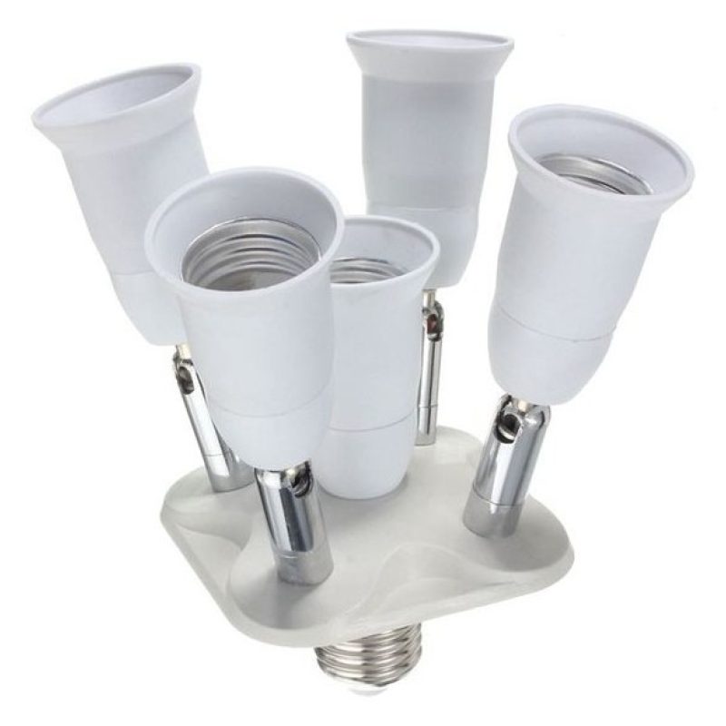 Portalampada moltiplicatore E27 da 1 a 5 orientabile bianco illuminazione luce