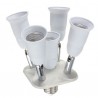 Portalampada moltiplicatore E27 da 1 a 5 orientabile bianco illuminazione luce