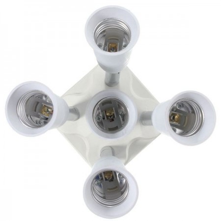 Portalampada moltiplicatore E27 da 1 a 5 orientabile bianco illuminazione luce