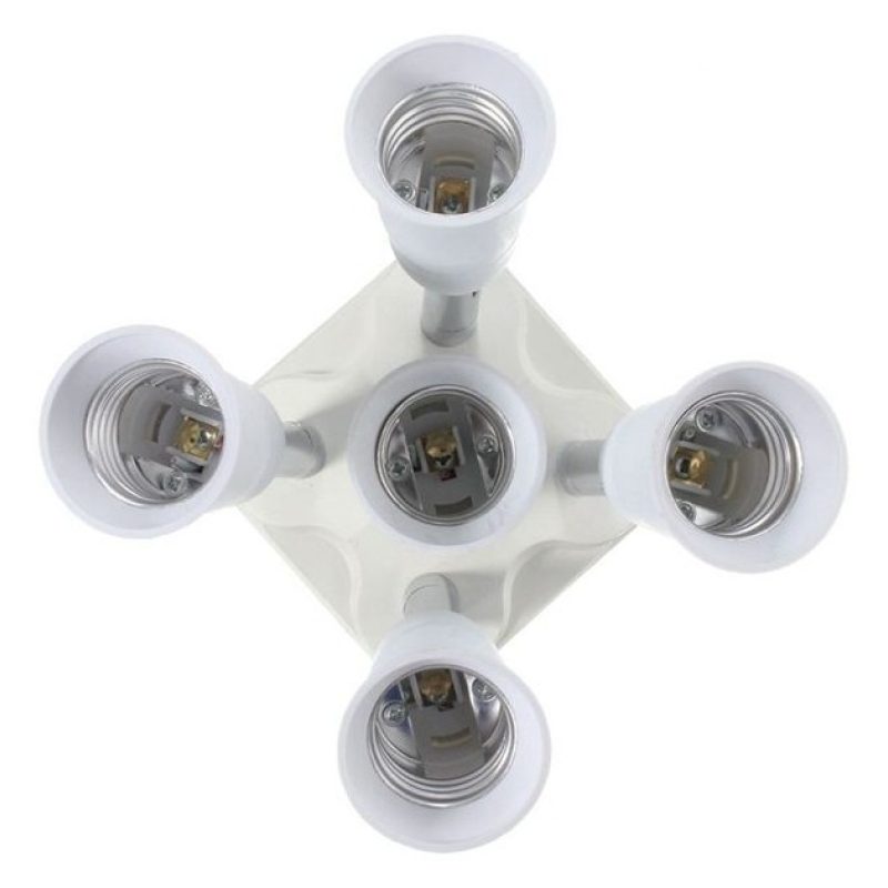 Portalampada moltiplicatore E27 da 1 a 5 orientabile bianco illuminazione luce