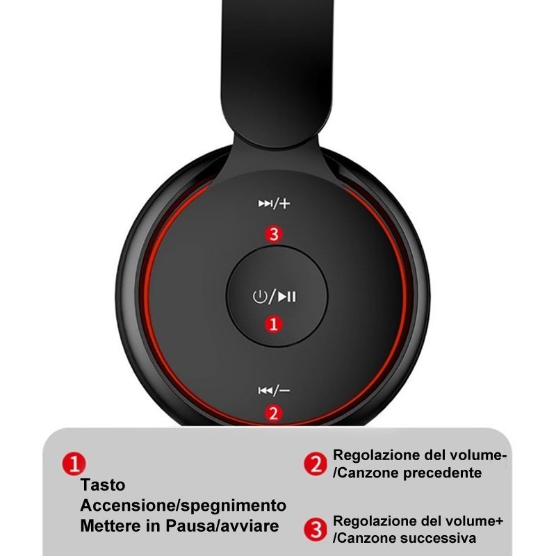 Unico Cuffie Bluetooth 5.1 Wireless pieghevoli stereo Smartphone Pc...
