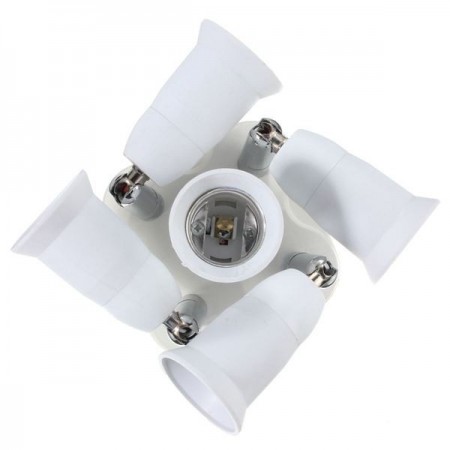 Portalampada moltiplicatore E27 da 1 a 5 orientabile bianco illuminazione luce