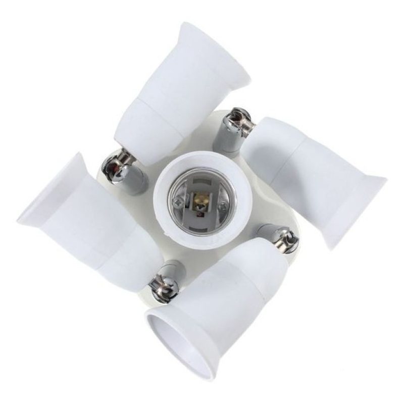 Portalampada moltiplicatore E27 da 1 a 5 orientabile bianco illuminazione luce