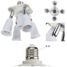 Portalampada moltiplicatore E27 da 1 a 5 orientabile bianco illuminazione luce