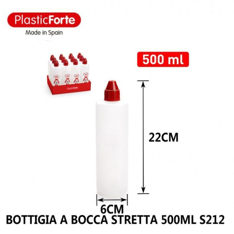 Generico Set da 12 Bottiglie in plastica trasparente multiuso 500ml...